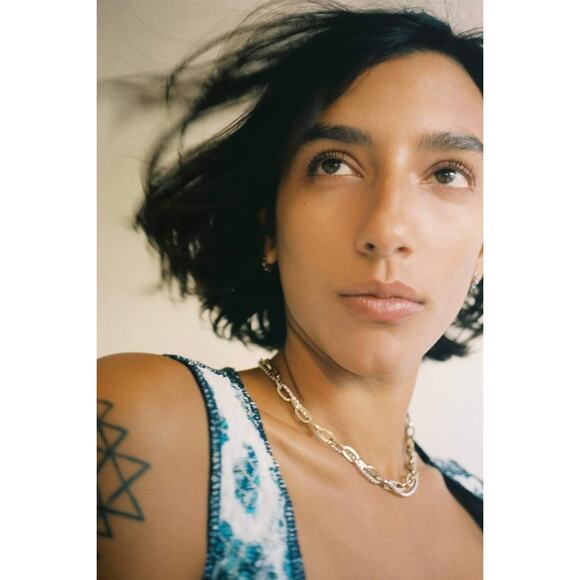 EUC Justine Clenquet Kirsten Necklace Two-Tone Layered Chain Crystal Gold Silver - Picture 14 of 16